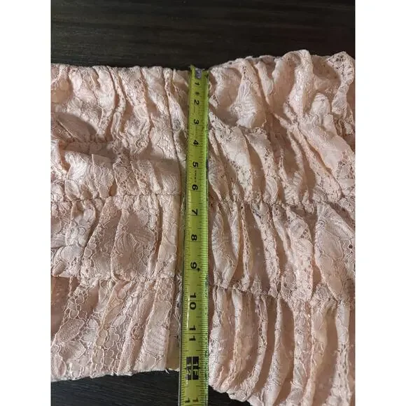 NBD Dainty Lace Dress Womens XS Pink Floral Strapless Ruffle Gown Maxi Romantic - Picture 9 of 14